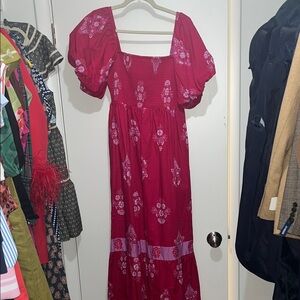 Sugarlips Red and Pink Floral Maxi Dress